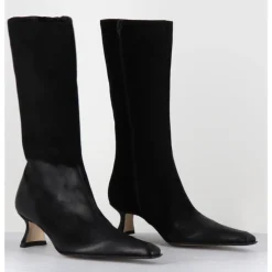 Outlet MIISTA Boots en cuir dégradé petit talon - RILLA DEGRADE BOOTS NOIR