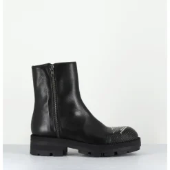 Best GARRICE LAB Boots en cuir double zip & bout clouté - BRANDO SIENA NERO NOIR
