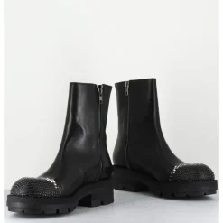 Best GARRICE LAB Boots en cuir double zip & bout clouté - BRANDO SIENA NERO NOIR