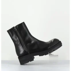 Best GARRICE LAB Boots en cuir double zip & bout clouté - BRANDO SIENA NERO NOIR