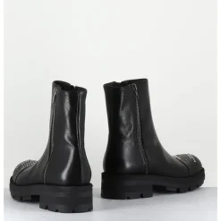 Best GARRICE LAB Boots en cuir double zip & bout clouté - BRANDO SIENA NERO NOIR