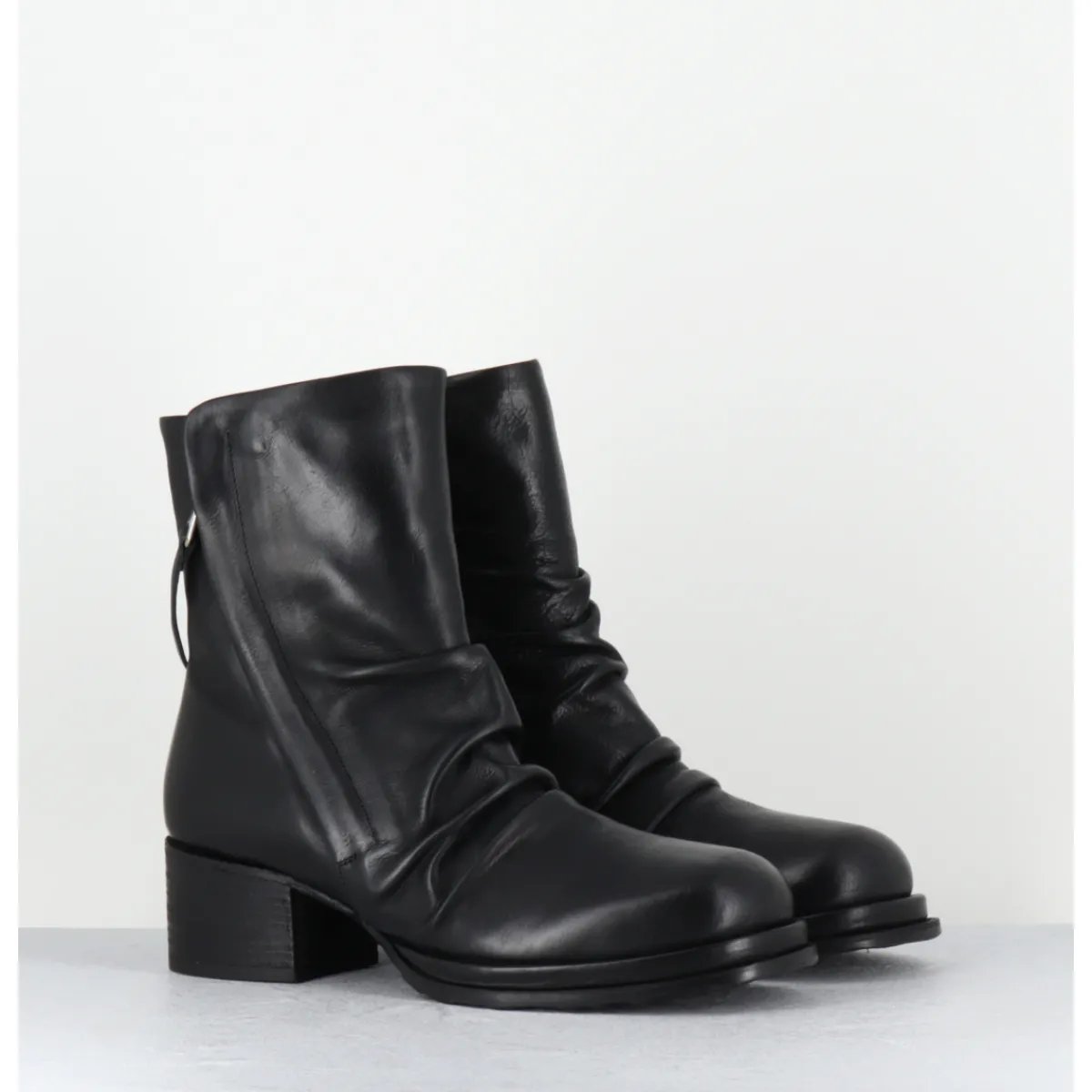 MALLONI Boots en cuir double zip petit talon - BURTON ANKLE BOOT NOIR