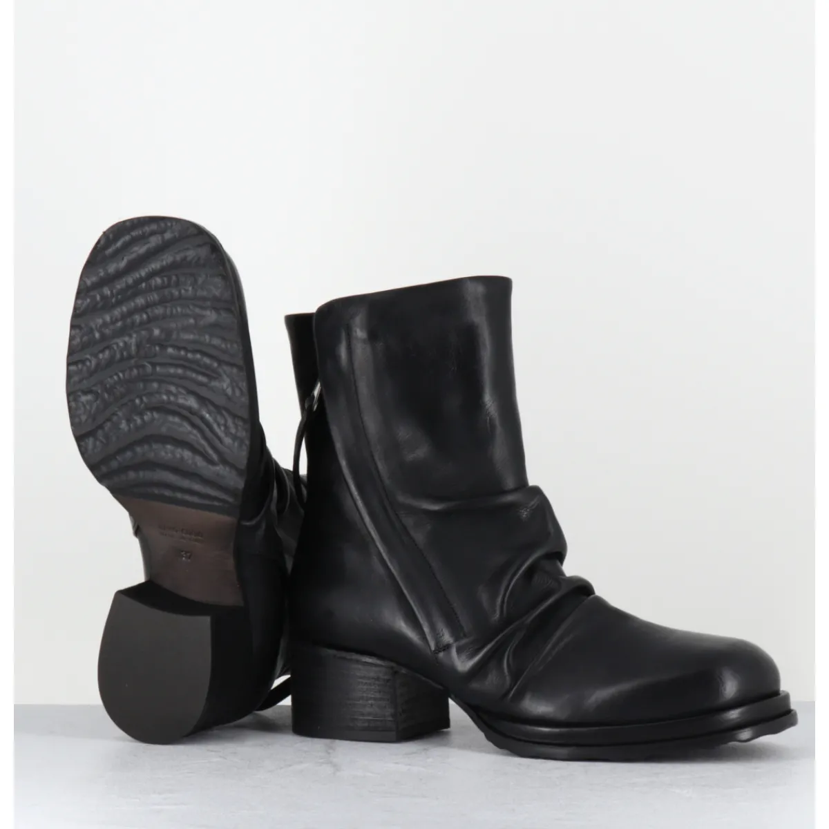 MALLONI Boots en cuir double zip petit talon - BURTON ANKLE BOOT NOIR