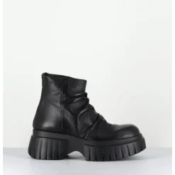 New GARRICE LAB Boots en cuir plissé semelle épaisse - GANT GLOVE NERO NOIR