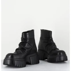 New GARRICE LAB Boots en cuir plissé semelle épaisse - GANT GLOVE NERO NOIR