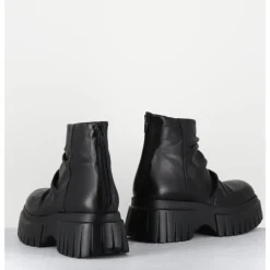 New GARRICE LAB Boots en cuir plissé semelle épaisse - GANT GLOVE NERO NOIR