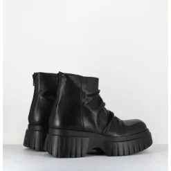 New GARRICE LAB Boots en cuir plissé semelle épaisse - GANT GLOVE NERO NOIR