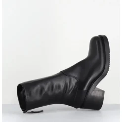 Hot ELENA IACHI Boots en cuir talon bloc & zip arrière - E4056 PIUMA NERO NOIR