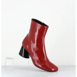Discount HALMANERA Boots en cuir bout asymétrique talon graphique - ODILE02 GLAZE PASSION ROUGE
