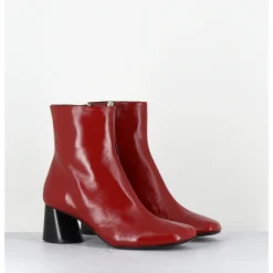 Discount HALMANERA Boots en cuir bout asymétrique talon graphique - ODILE02 GLAZE PASSION ROUGE