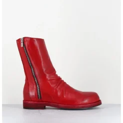 Outlet OFFICINE CREATIVE Boots en cuir lavées à zip - BULLA DD 306 VERMIGLIO ROUGE