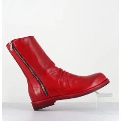 Outlet OFFICINE CREATIVE Boots en cuir lavées à zip - BULLA DD 306 VERMIGLIO ROUGE