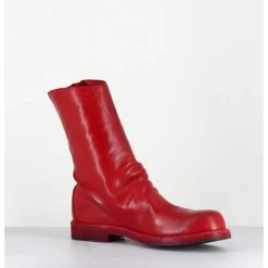 Outlet OFFICINE CREATIVE Boots en cuir lavées à zip - BULLA DD 306 VERMIGLIO ROUGE