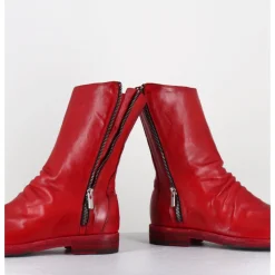 Outlet OFFICINE CREATIVE Boots en cuir lavées à zip - BULLA DD 306 VERMIGLIO ROUGE