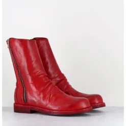 Outlet OFFICINE CREATIVE Boots en cuir lavées à zip - BULLA DD 306 VERMIGLIO ROUGE