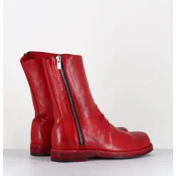 Outlet OFFICINE CREATIVE Boots en cuir lavées à zip - BULLA DD 306 VERMIGLIO ROUGE