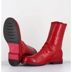 Outlet OFFICINE CREATIVE Boots en cuir lavées à zip - BULLA DD 306 VERMIGLIO ROUGE