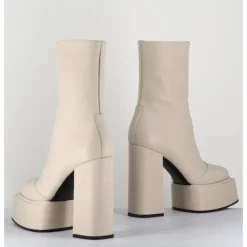 Outlet 3JUIN Boots en cuir souple blanc - IARA MOK MILK
