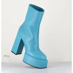 Best 3JUIN Boots en cuir souple turquoise - IARA MOK ASH BLEU