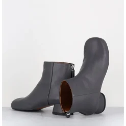 Clearance AUDLEY Boots en cuir souple petit talon - NORA NAPPA ASFALTO GRIS