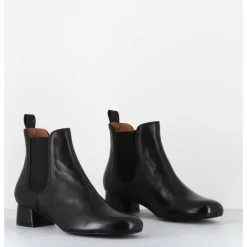 New AUDLEY Boots en cuir souple petit talon & élastiques - CESARIA BLACK NAPPA NOIR