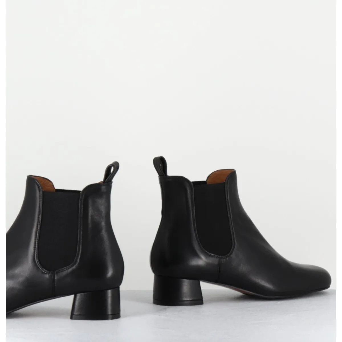 New AUDLEY Boots en cuir souple petit talon & élastiques - CESARIA BLACK NAPPA NOIR