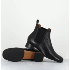 New AUDLEY Boots en cuir souple petit talon & élastiques - CESARIA BLACK NAPPA NOIR