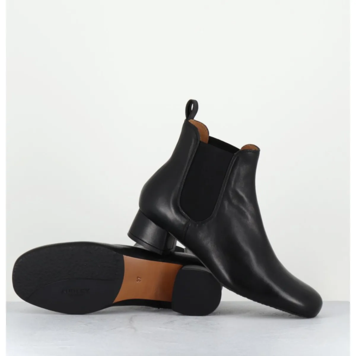 New AUDLEY Boots en cuir souple petit talon & élastiques - CESARIA BLACK NAPPA NOIR