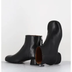 AUDLEY Boots en cuir souple petit talon - NORA NAPPA BLACK NOIR