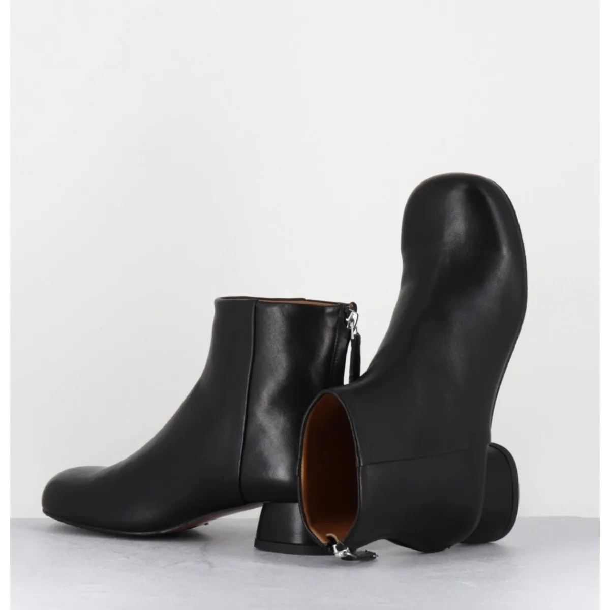 AUDLEY Boots en cuir souple petit talon - NORA NAPPA BLACK NOIR