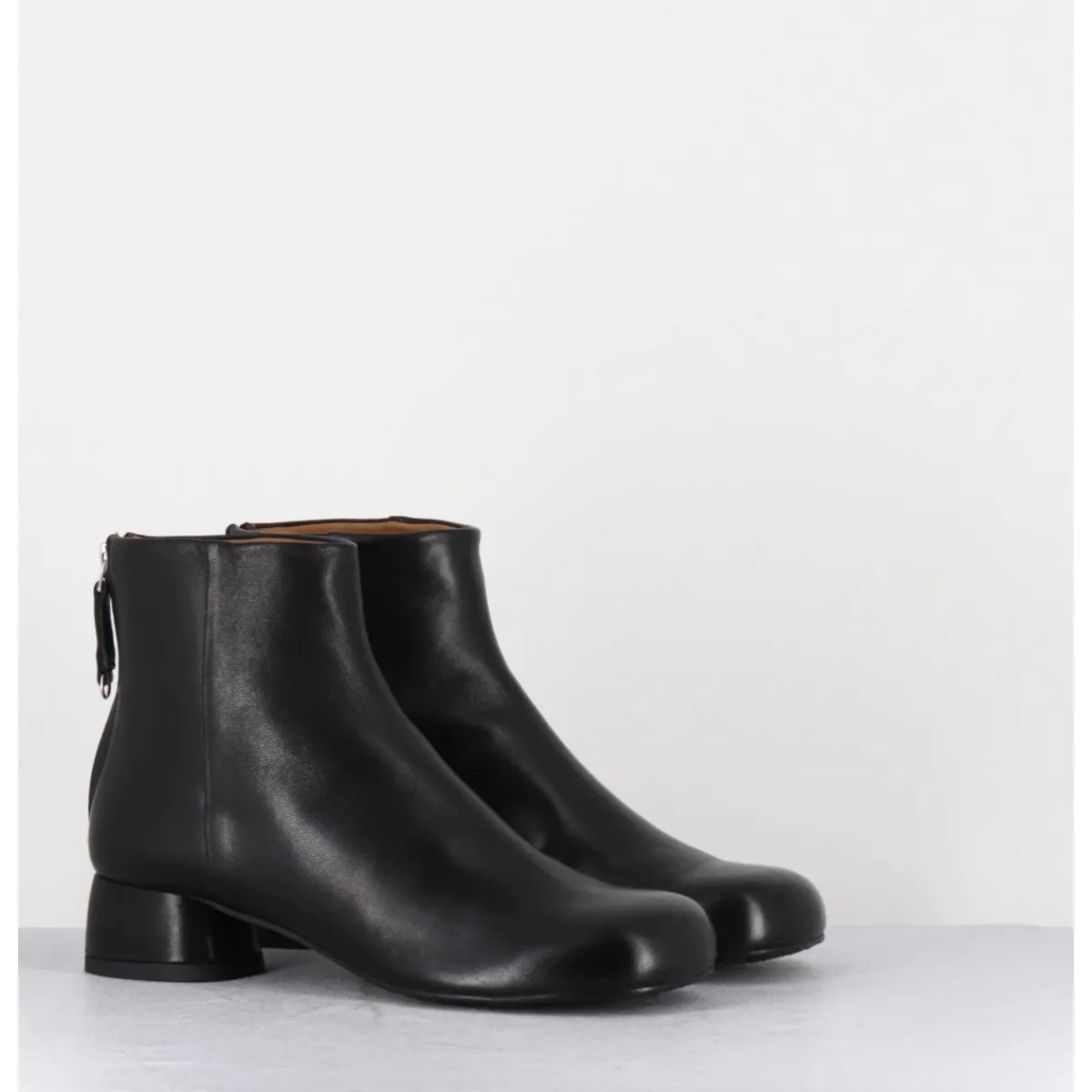 AUDLEY Boots en cuir souple petit talon - NORA NAPPA BLACK NOIR