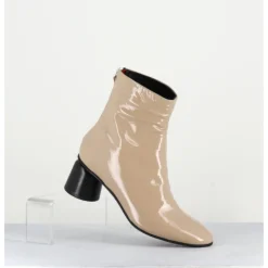 Outlet HALMANERA Boots en cuir vernis petit talon 60s - ANYA13 INCENSO BEIGE