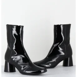 Online HALMANERA Boots en cuir vernis souple talon cylindrique - DANI04 MUNA NERO NOIR