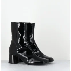 Online HALMANERA Boots en cuir vernis souple talon cylindrique - DANI04 MUNA NERO NOIR