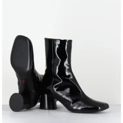 Online HALMANERA Boots en cuir vernis souple talon cylindrique - DANI04 MUNA NERO NOIR