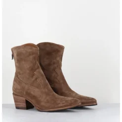 Outlet ALBERTO FASCIANI Boots esprit santiag en daim souple - VENERE 48035 FARRO CAMEL