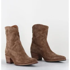 Outlet ALBERTO FASCIANI Boots esprit santiag en daim souple - VENERE 48035 FARRO CAMEL