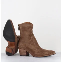 Outlet ALBERTO FASCIANI Boots esprit santiag en daim souple - VENERE 48035 FARRO CAMEL