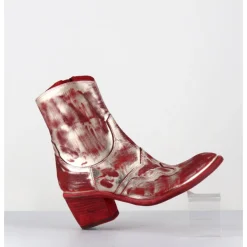 FAUZIAN JEUNESSE Boots esprit santiags en cuir & métal or - 3226 PLATINO ROSSO ROUGE