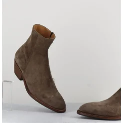 Discount ALBERTO FASCIANI Boots esprit santiags en daim taupe - AMINA58027 SAMBUCO CAMEL