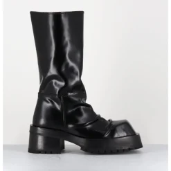 New SDM Boots ligne brutaliste en cuir glacé - DIMA SHINY NERO NOIR