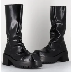 New SDM Boots ligne brutaliste en cuir glacé - DIMA SHINY NERO NOIR
