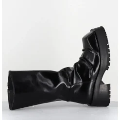 New SDM Boots ligne brutaliste en cuir glacé - DIMA SHINY NERO NOIR