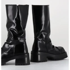 New SDM Boots ligne brutaliste en cuir glacé - DIMA SHINY NERO NOIR