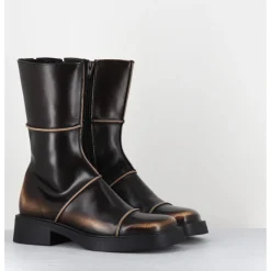 Discount E8 BY MIISTA Boots & beige bout carré 90s - DAHLIA BROWN BOOTS MARRON