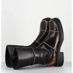 Discount E8 BY MIISTA Boots & beige bout carré 90s - DAHLIA BROWN BOOTS MARRON