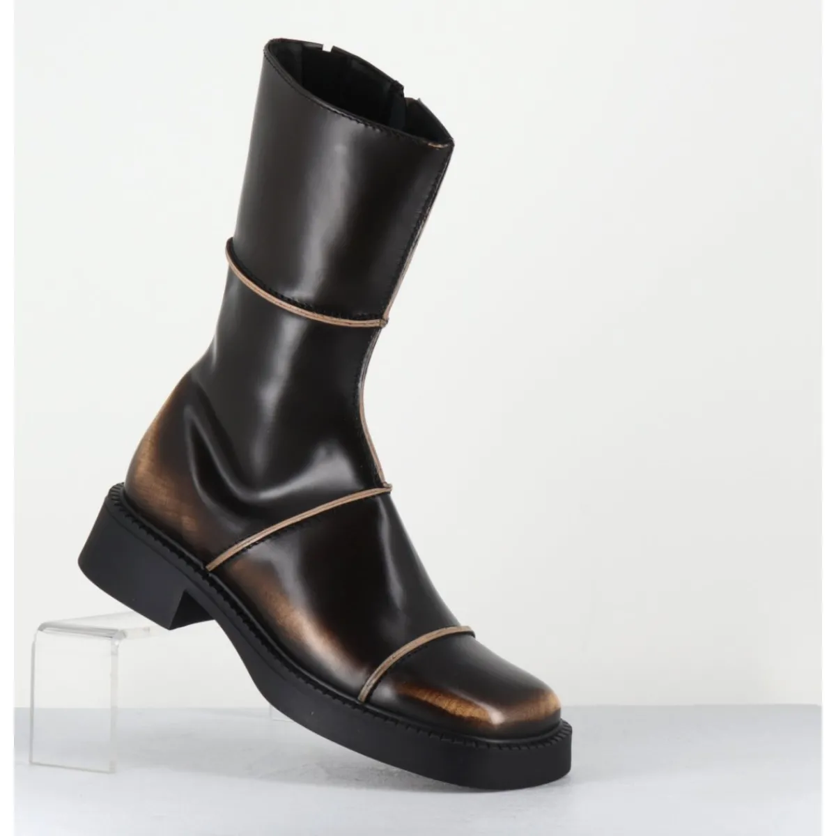 Discount E8 BY MIISTA Boots & beige bout carré 90s - DAHLIA BROWN BOOTS MARRON