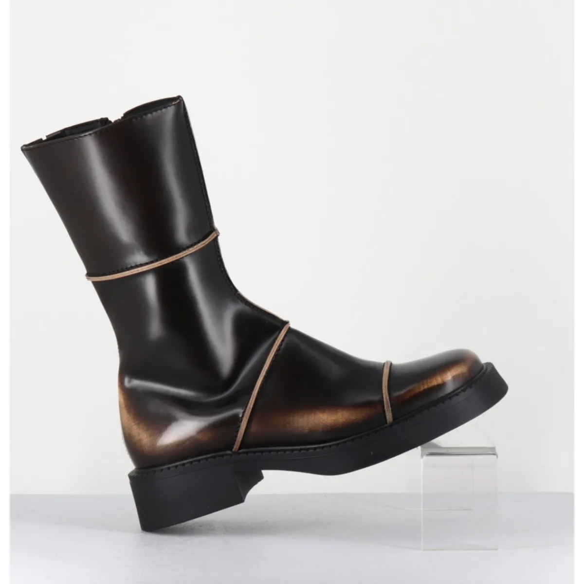 Discount E8 BY MIISTA Boots & beige bout carré 90s - DAHLIA BROWN BOOTS MARRON