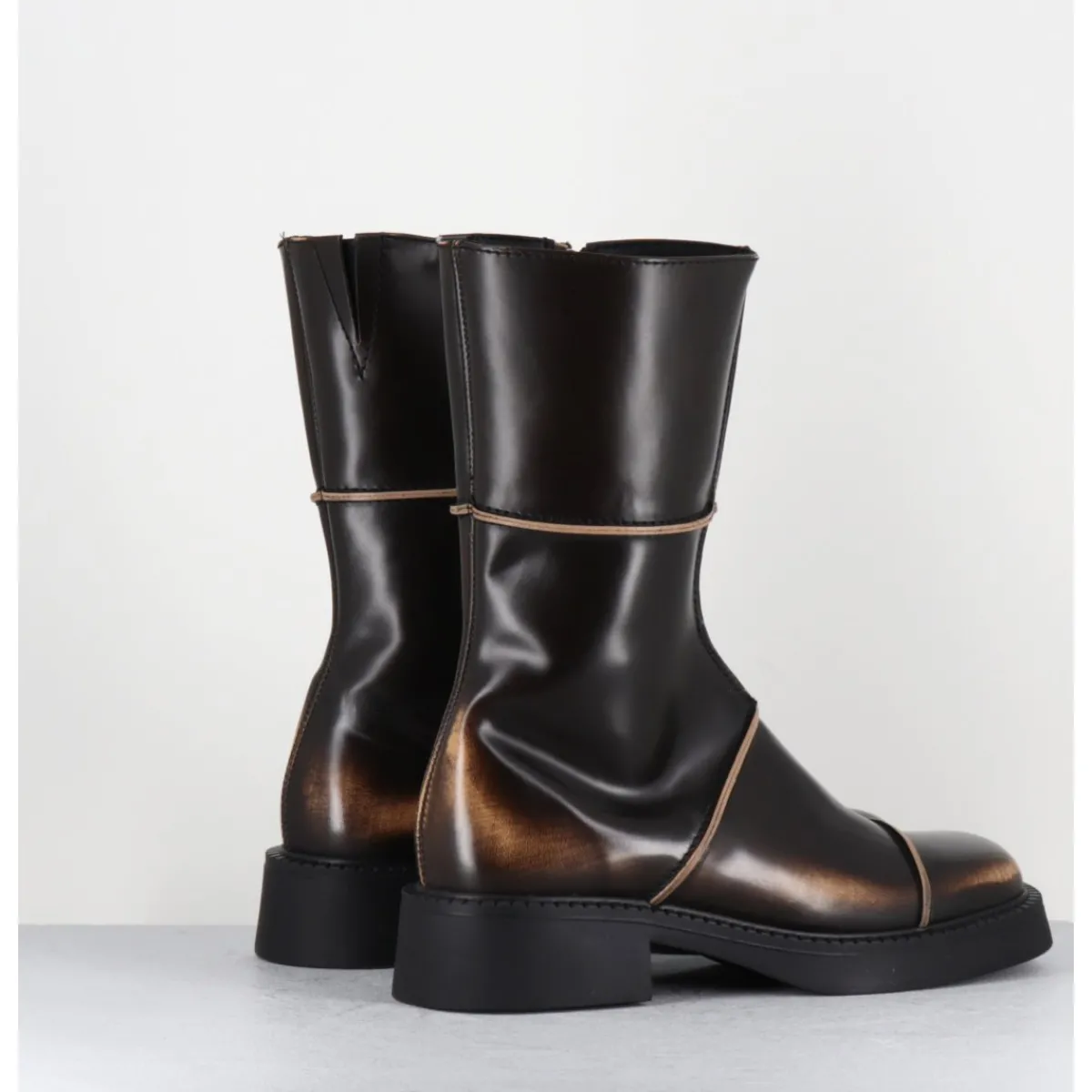 Discount E8 BY MIISTA Boots & beige bout carré 90s - DAHLIA BROWN BOOTS MARRON