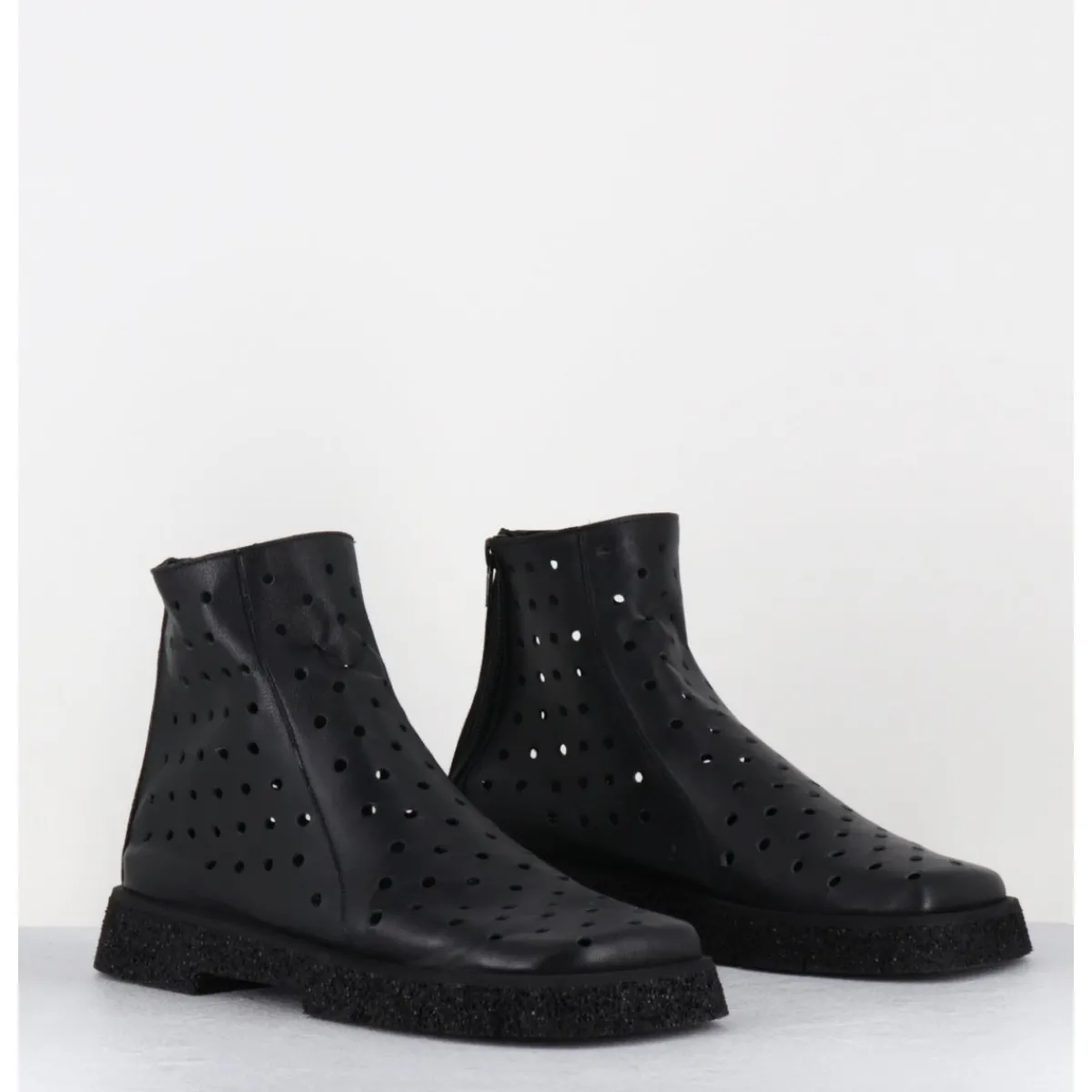 Best ANTONIO BARBATO Boots minimalistes légères en cuir ajouré - 1104 NAPPA NERO NOIR